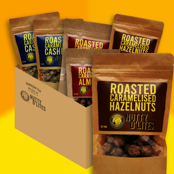 Snack-tastic Selection. 6 bags. 2x cashews, 2x almonds, 2x hazels